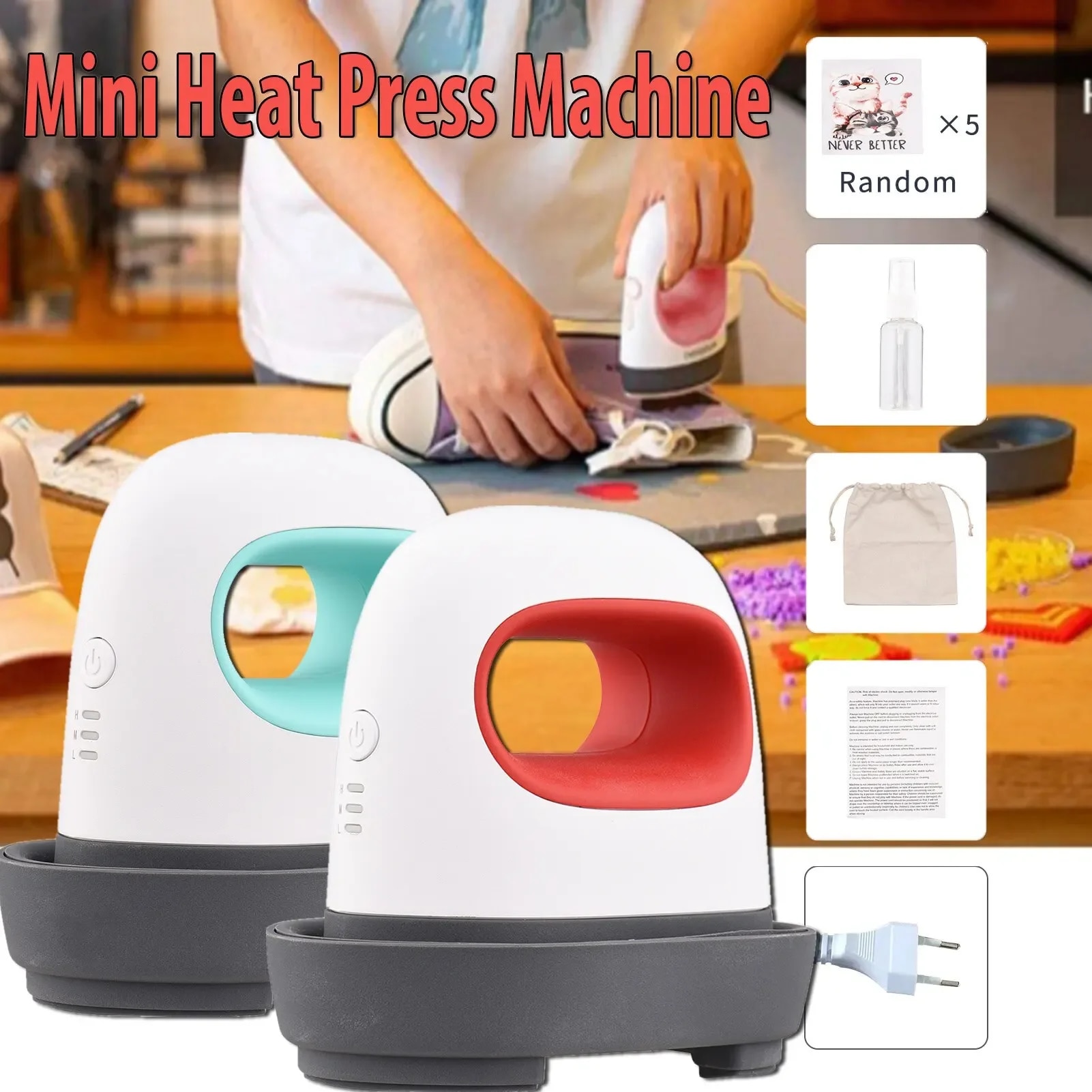 2023 new portable mini iron heat press machine short sleeve diy label hot stamping machine t shirt printing easy heating transfe 1880