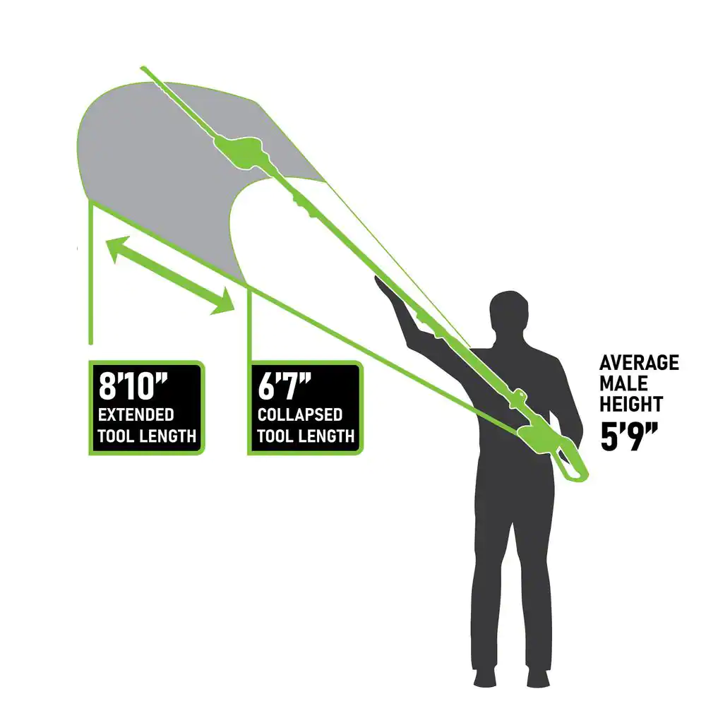 Earthwise LPHT12022 20 in. 20V Lithium-Ion Cordless Pole Hedge Trimmer – 2 Ah Battery and Charger Included