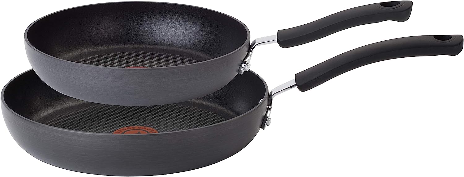 T-fal Ultimate Hard Anodized Nonstick Fry Pan Set 10, 12 Inch Cookware, Pots and Pans, Dishwasher Safe Grey