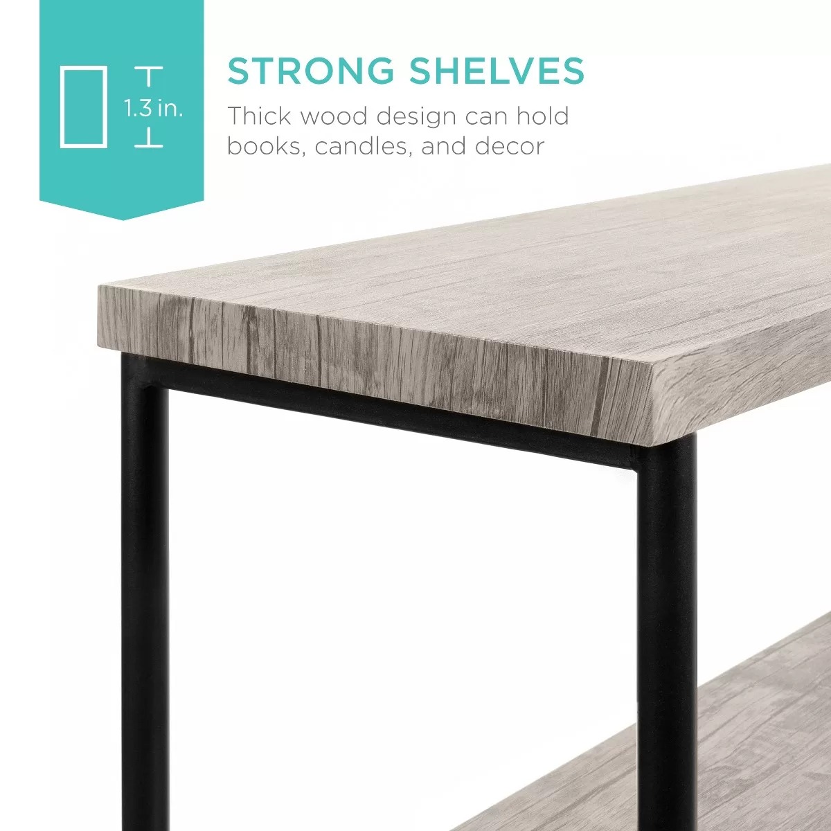 Best Choice Products 5-Tier Rustic Industrial Bookshelf Display Décor Accent w/ Metal Frame, Wood Shelves