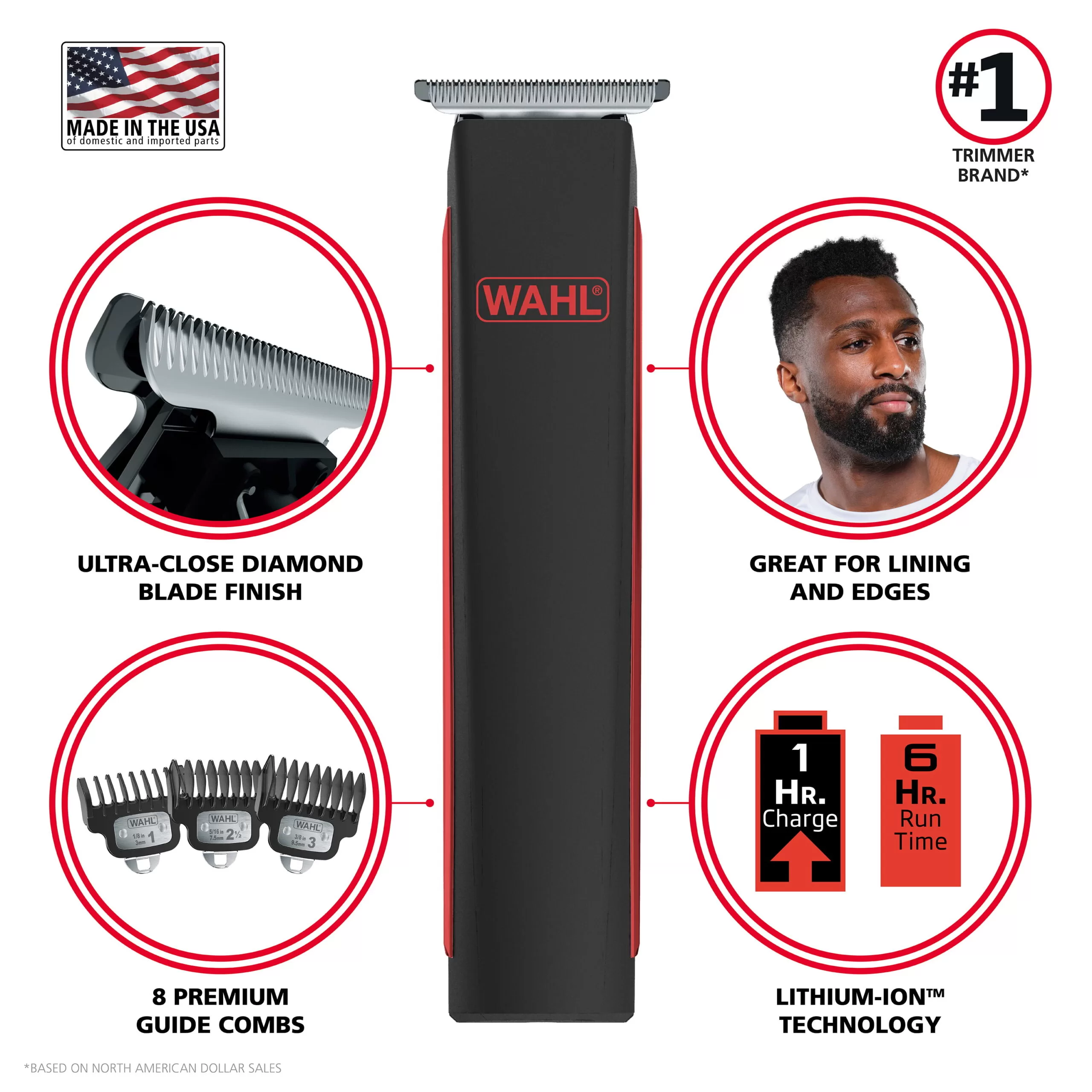 Wahl Edge Pro Lithium-Ion Cordless Beard Trimmer with T-Blade17 pc Grooming Kit for Men – 9895
