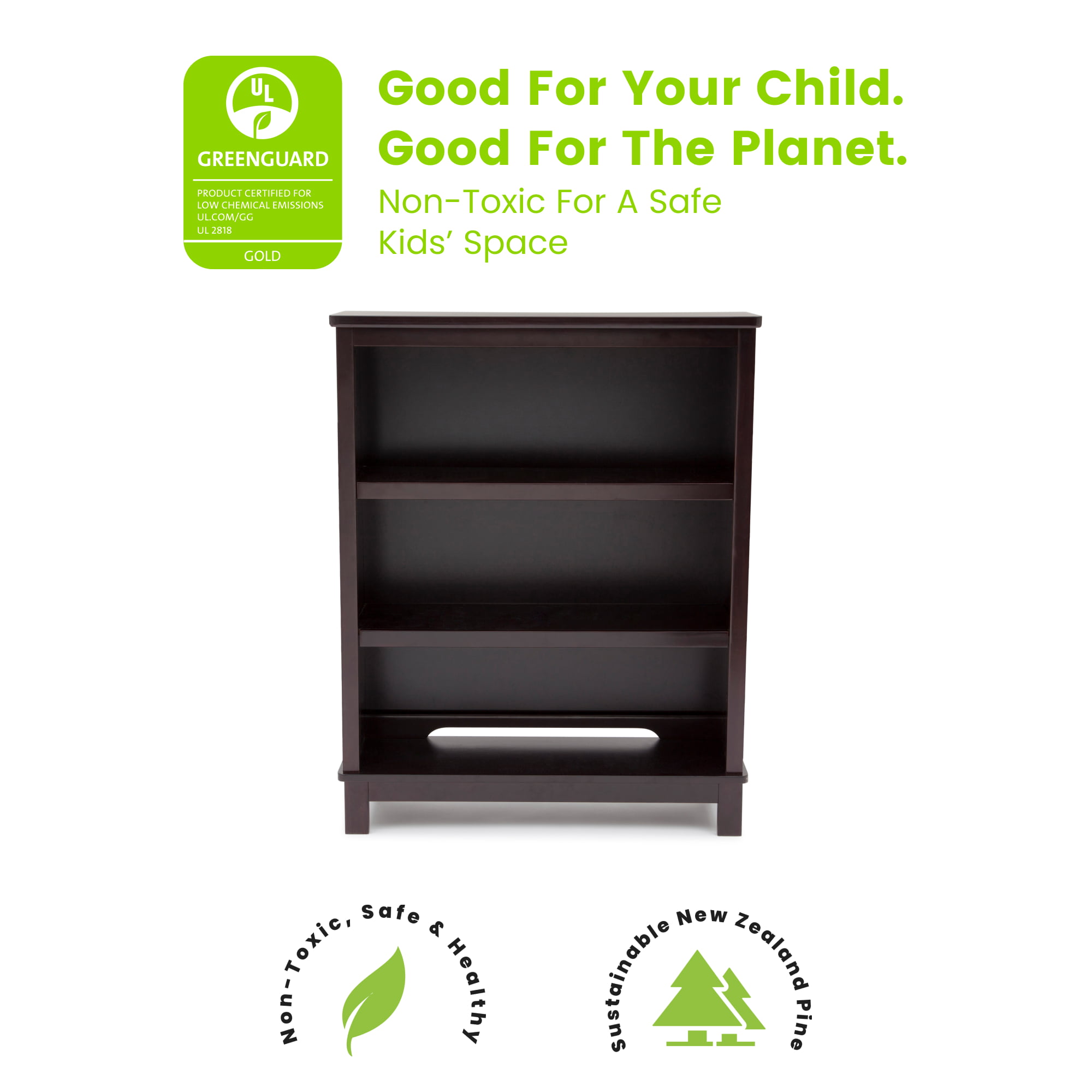 Delta Children Epic 3-Tier Kids Bookshelf, Greenguard Gold Certified, Dark Chocolate