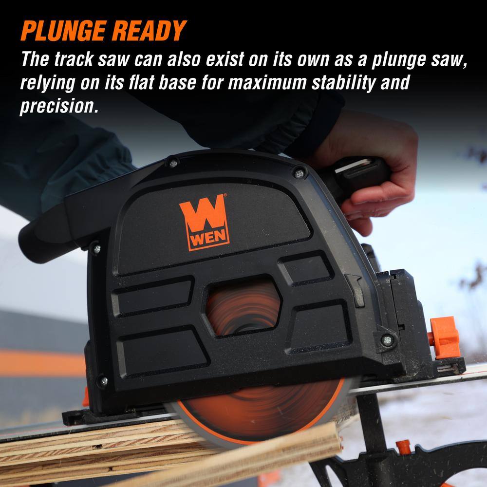 WEN 20691 20-Volt Max 6.5 in. Cordless Brushless Plunge Cut Variable Speed Track Saw with Two 4.0 Ah Batteries and Charger