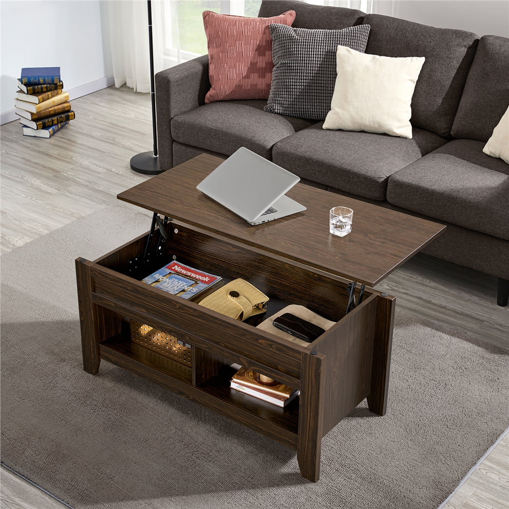 Yaheetech Lift Top Coffee Table w/Hidden Storage Compartment Open Shelf for Living Room,Espresso