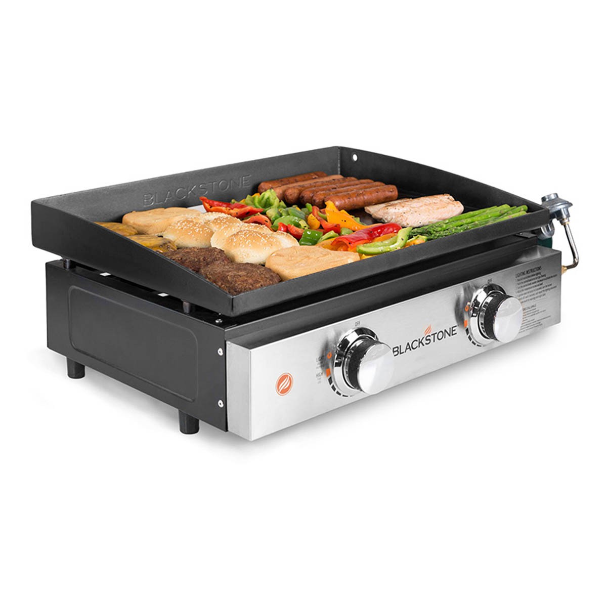 Blackstone 22′′ Tabletop Grill without Hood- Propane Fuelled – 22 inch Portable Gas Griddle with 2 Burners – Rear Grease Trap for Kitchen, Outdoor, Camping, Tailgating or Picnicking (1666)