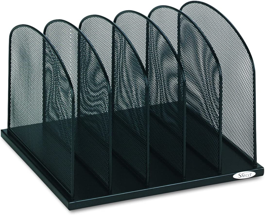 Safco Products Onyx Mesh 5 Sort Vertical Desktop Organizer 3256BL, Black Powder Coat Finish, Durable Steel Mesh Construction