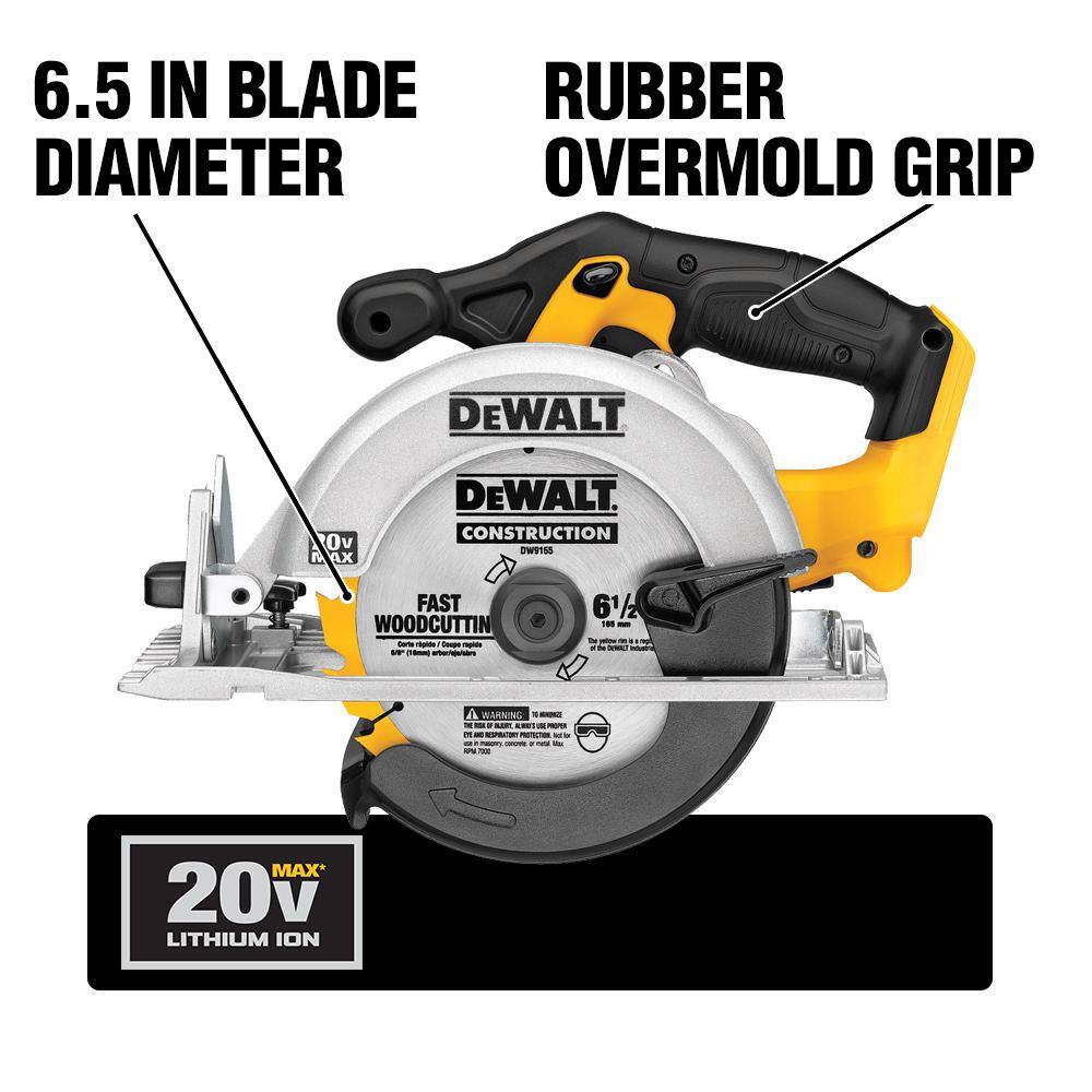 DEWALT DCS391B 20V MAX Cordless 6.5 in. Sidewinder Style Circular Saw (Tool Only)