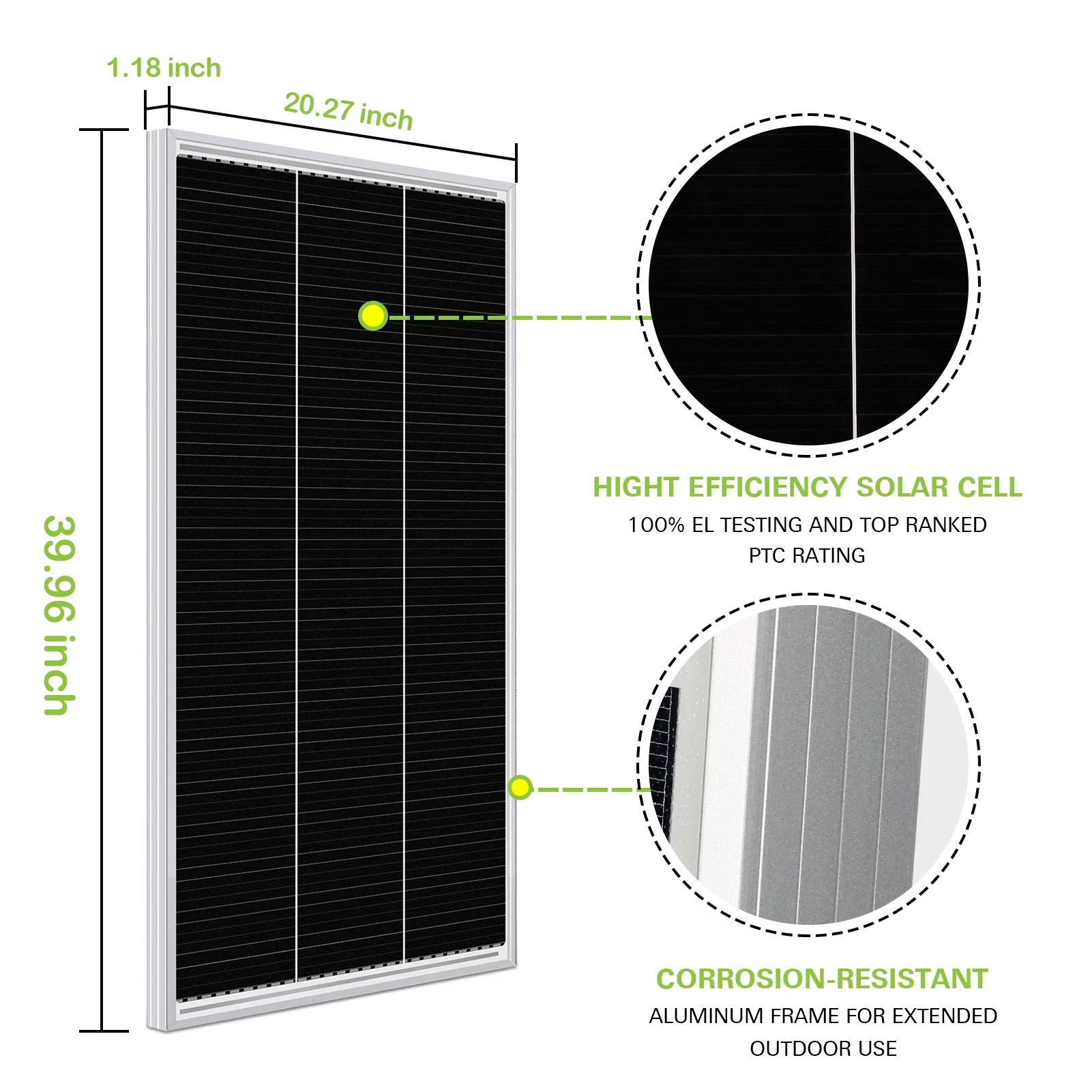 1Autodepot 100 Watt 12 Volt Solar Panel. High Efficiency Monocrystalline PV Module for Home. Camping. Boat. Caravan. RV and Other Off Grid Applications