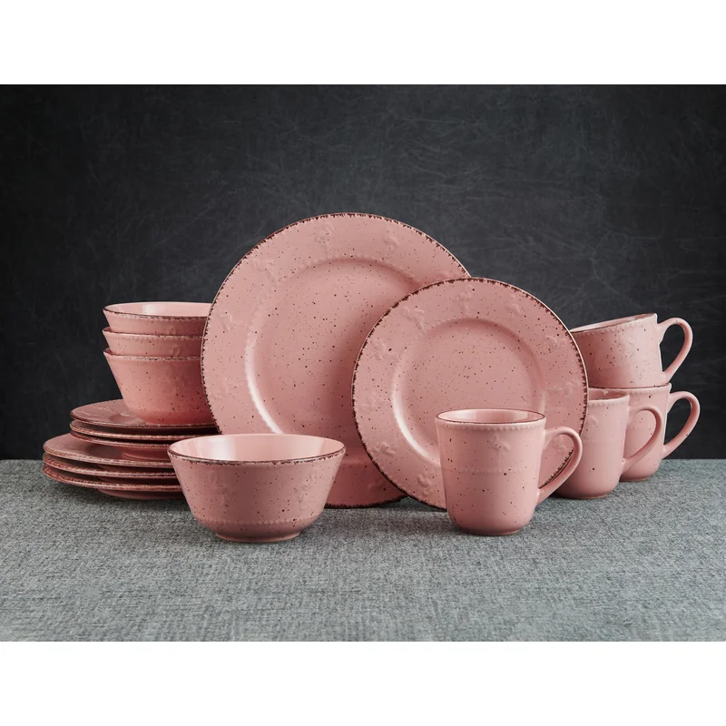 Pfaltzgraff 5274259 16-Piece Pink Flamingo Stoneware Dinnerware Set (Service For 4)