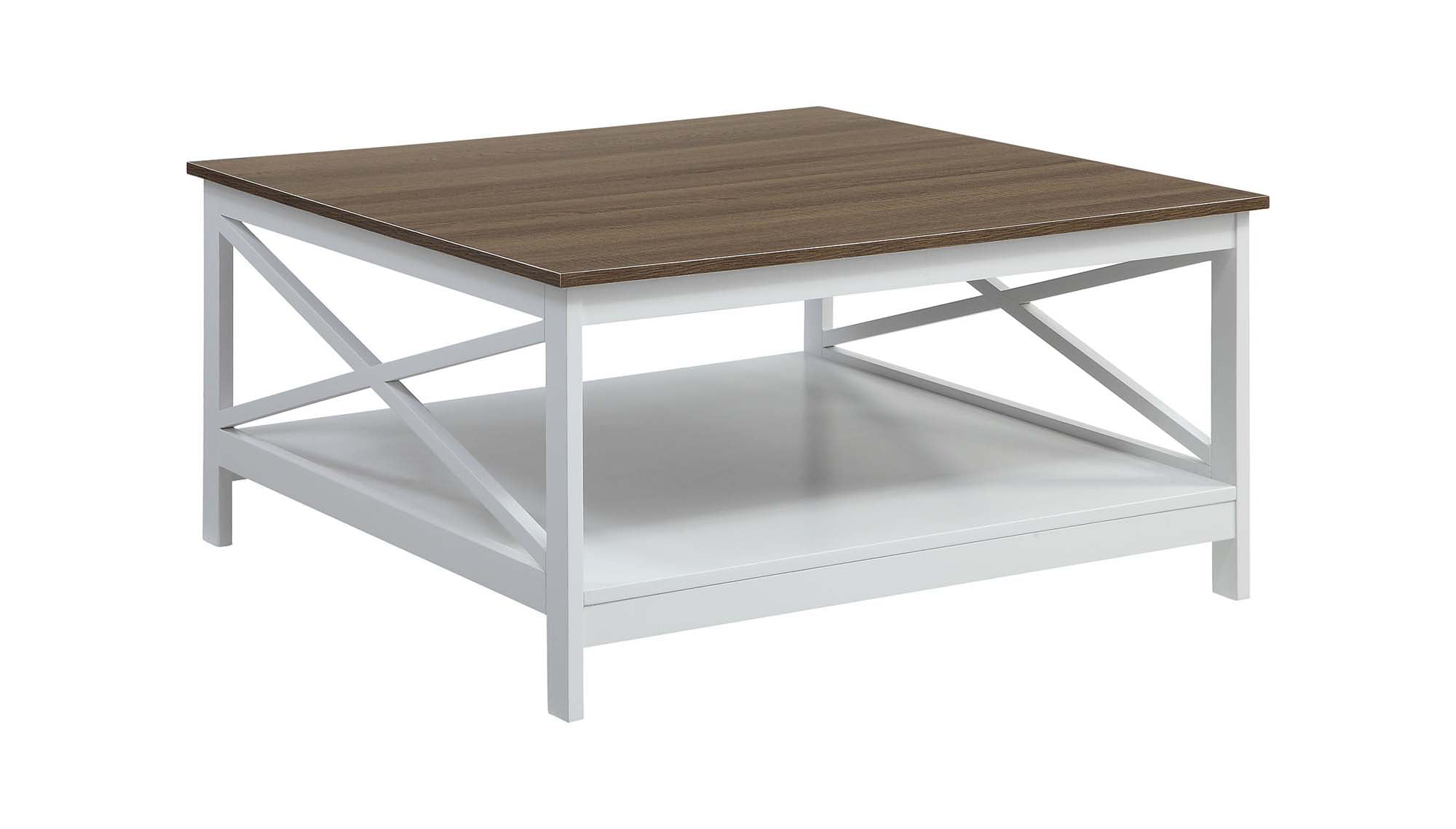 Convenience Concepts Oxford 36′′ Square Coffee Table, Driftwood/White