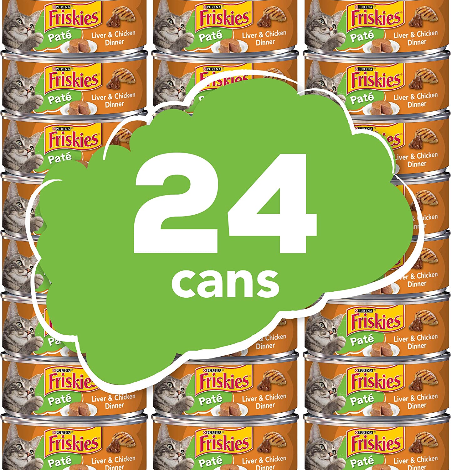 Purina Friskies Pate Wet Cat Food Liver and Chicken Dinner – (24) 5.5 oz. Cans