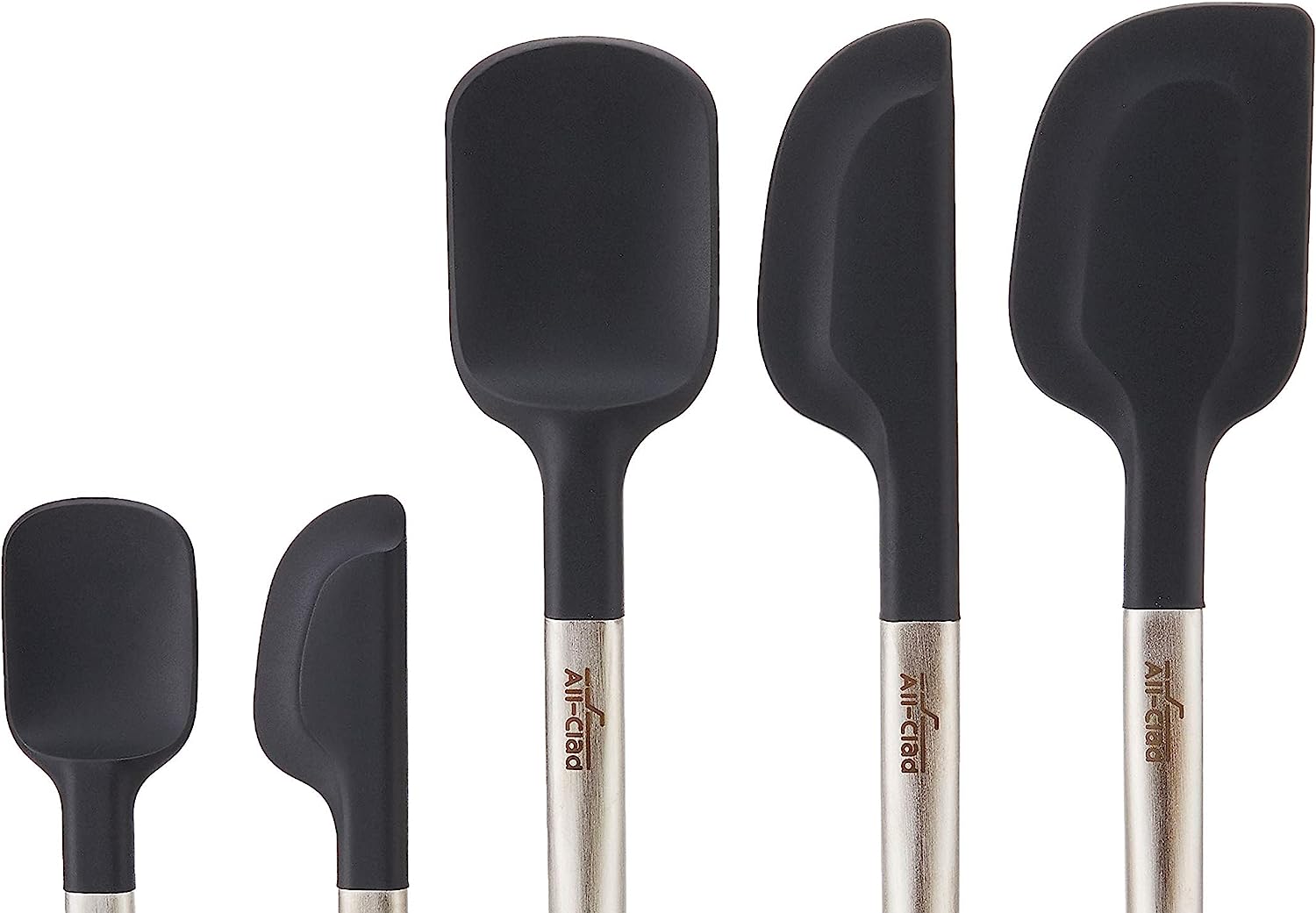 All-Clad Ultimate Silicone 5 piece Spatula Set, Stainless Steel and Black