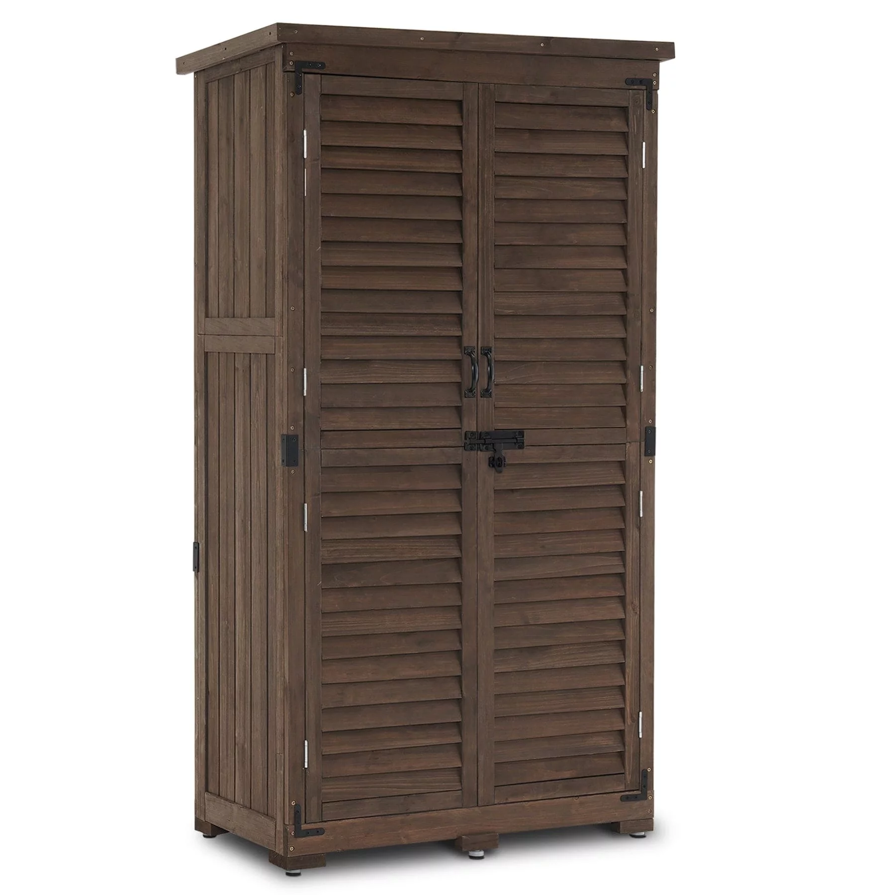 Mcombo  63 inch Tall Outdoor Storage Tool Cabinet Shed with Lock for Yard (34.3 L x 18.3 W x 63 H). Wooden 0870 - N/A Natural