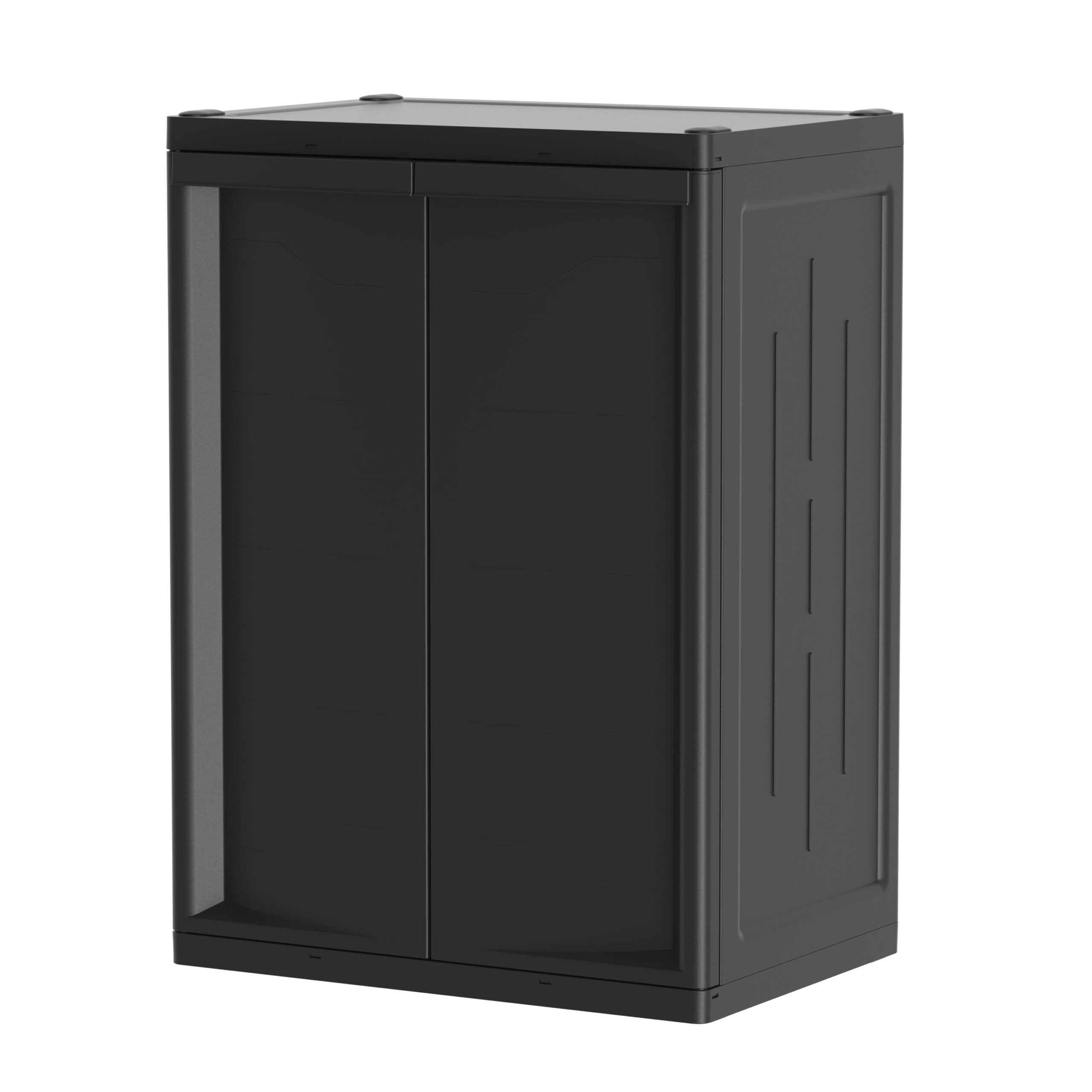 Hyper Tough Plastic Garage Storage Cabinet 2 Shelf 18.5D x 25.47W x 35.43′′H, Black