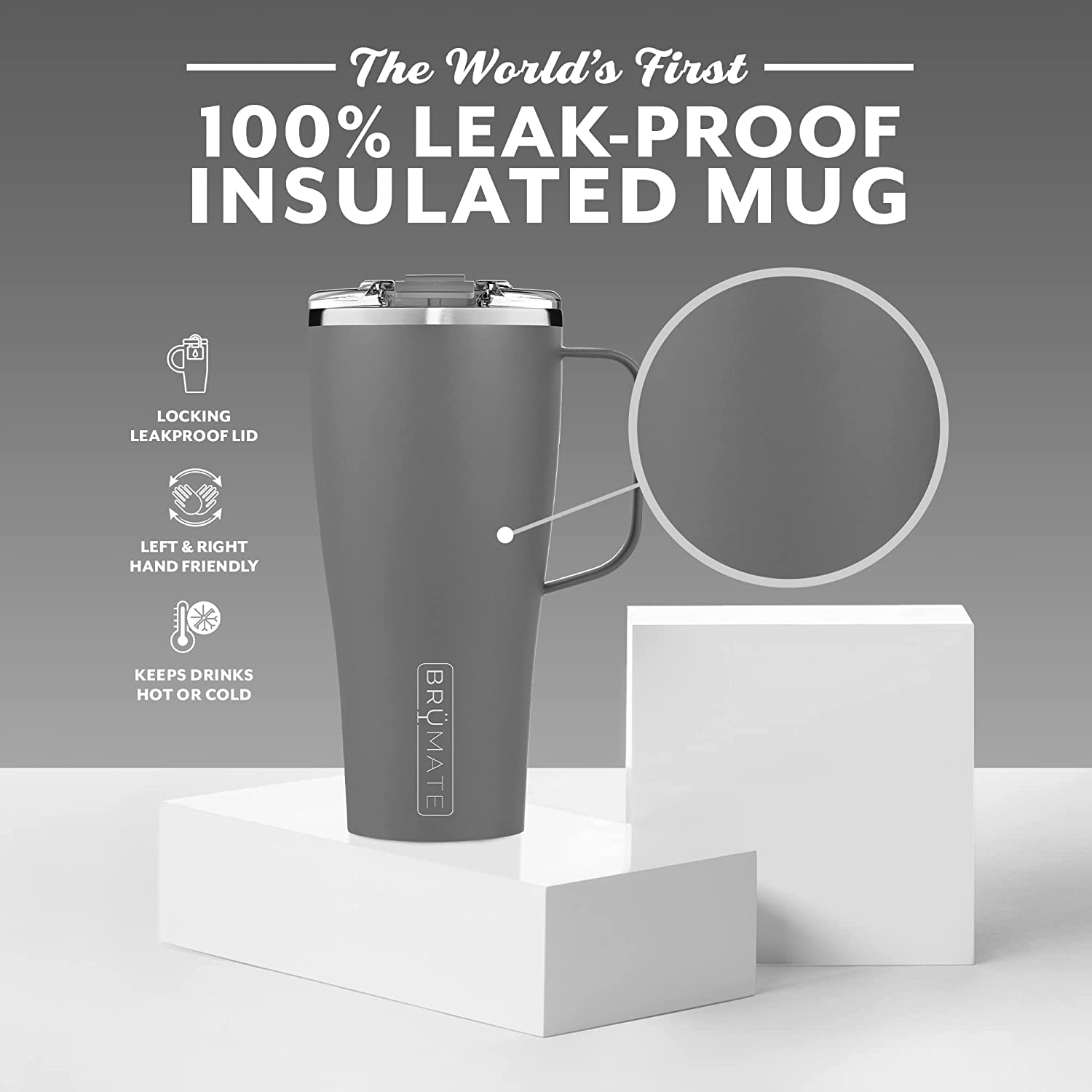 BruMate Toddy XL 32oz Mug, Matte Grey