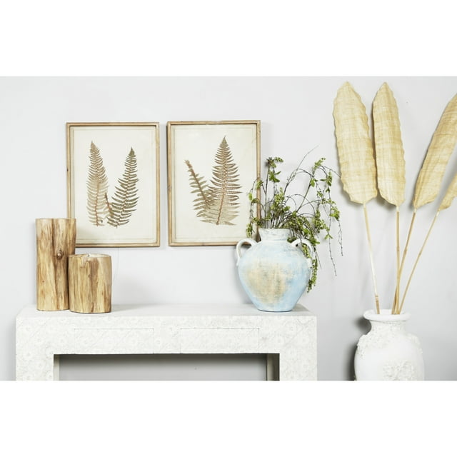 19 x 26 fern leaf framed wall art with white backing by decmode 2 count