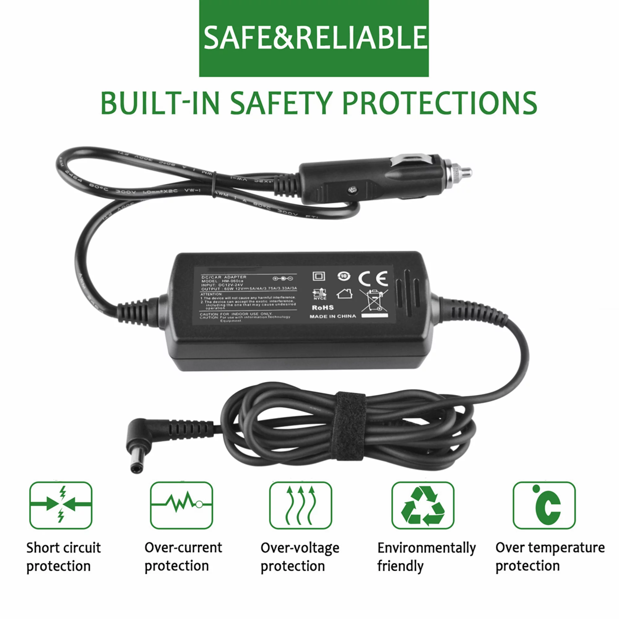 KONKIN BOO Compatible EW Car DC Adapter Replacement for GPX TDE2484 TDE2484WI 24 Class LED/DVD Combo LCD HD TV Auto Vehicle Boat RV Cigarette Lighter Plug Power Supply Cord Cable Charger PSU