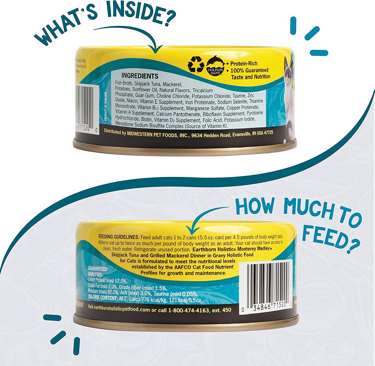 Earthborn Holistic Monterey Medley Grain Free Canned Cat Food 5.5 Ounce (Pack of 24)