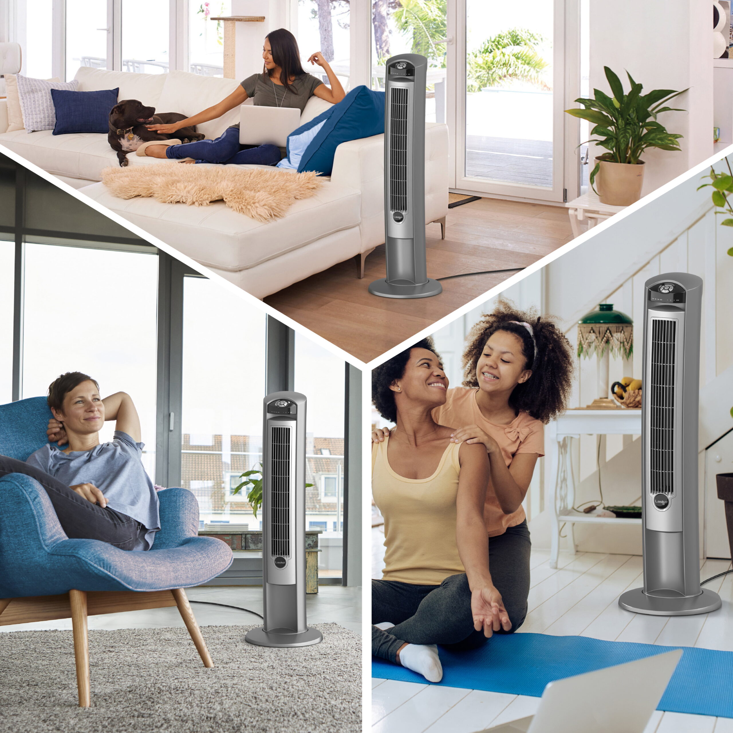 Lasko 42′′ Wind Curve Tower Fan with Ionizer and Remote, 2551, Silver