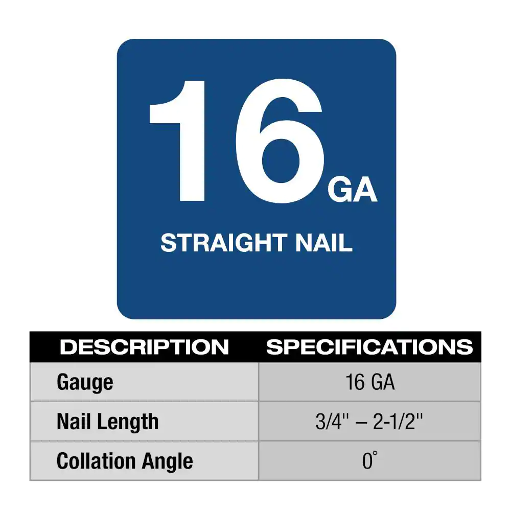 Milwaukee 2741-20 M18 FUEL 18-Volt Lithium-Ion Brushless Cordless 16-Gauge Straight Finish Nailer (Tool Only)