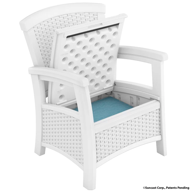 Suncast BMCC1800W Elements Resin Outdoor Lounge Chair With Storage, White