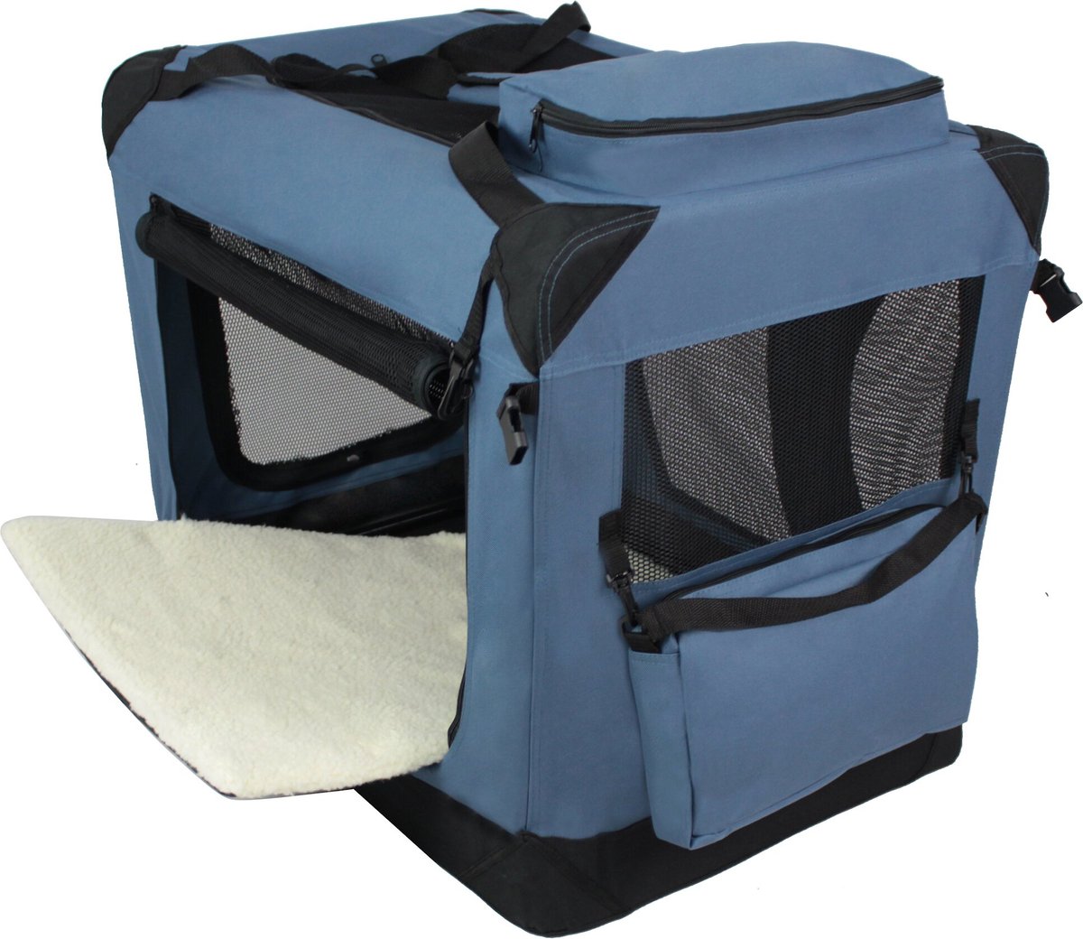 EliteField 3-Door Collapsible Soft-Sided Dog Crate (Blue Gray)