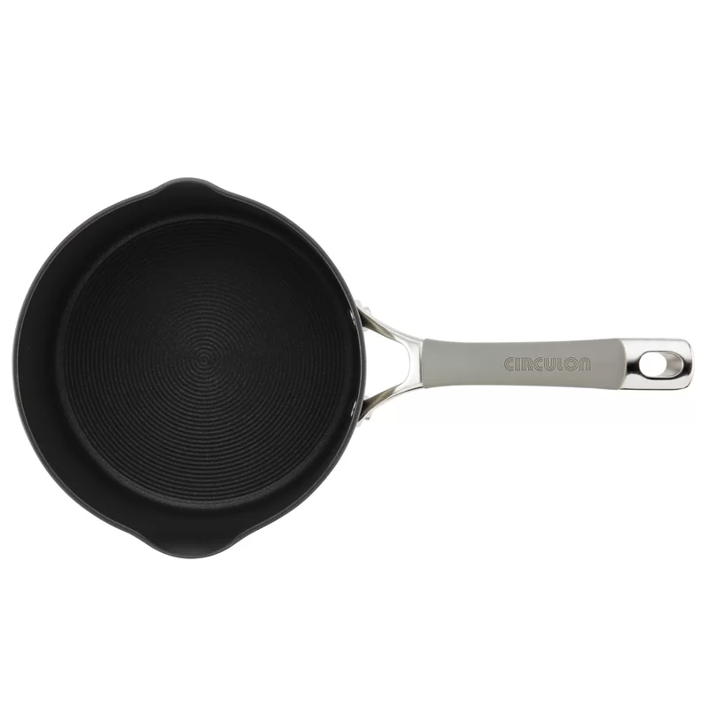 Circulon 84567 Elementum 3 qt. Hard-Anodized Aluminum Nonstick Sauce Pan in Oyster Gray with Glass Lid