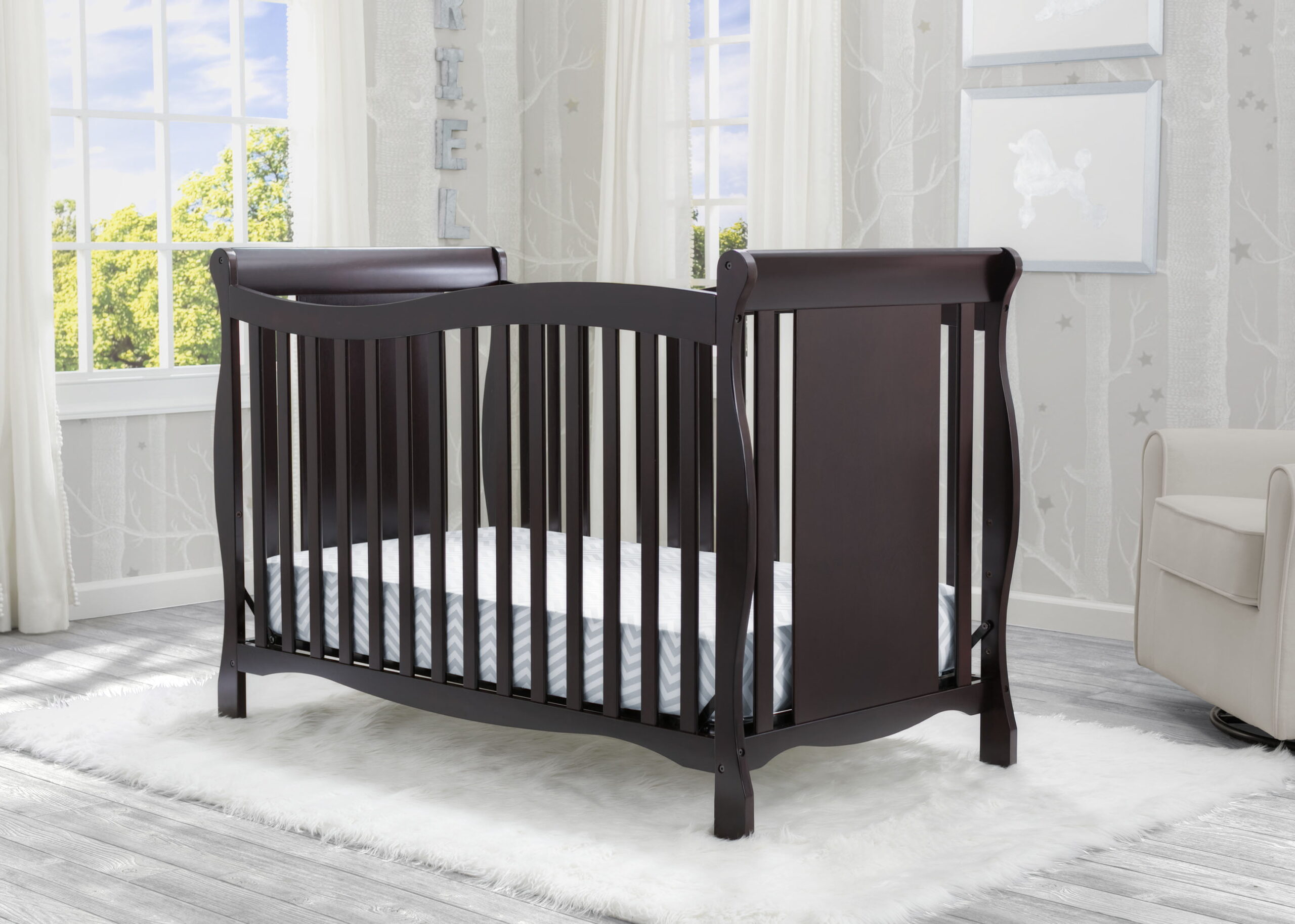 Delta Children Brookside 4-in-1 Convertible Crib, Dark Chocolate