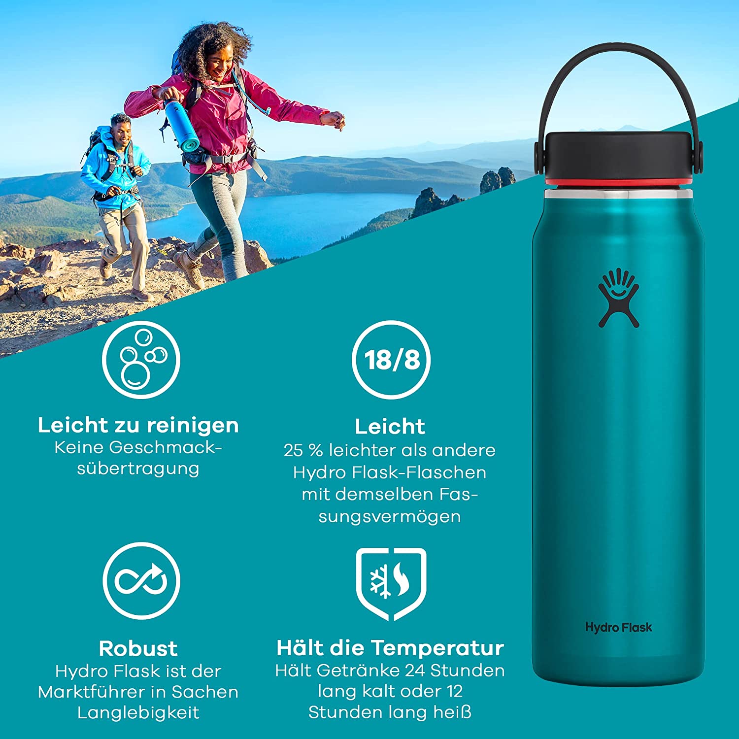 Hydro Flask 24oz Lightweight Wide Mouth Trail Series Bottle (Slate)