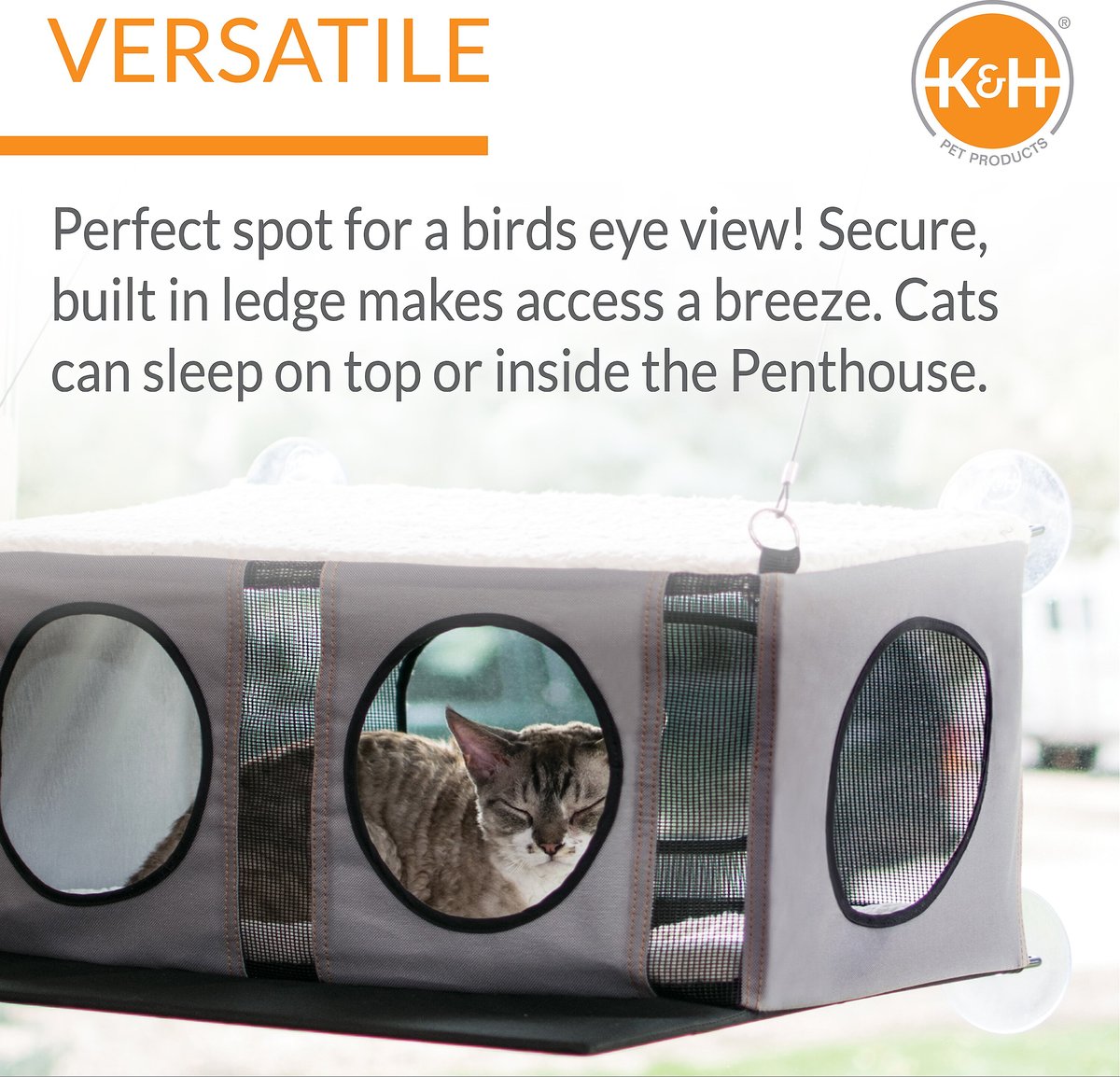 K&H Pet Products EZ Mount Penthouse Cat Window Perch, Grey & Black