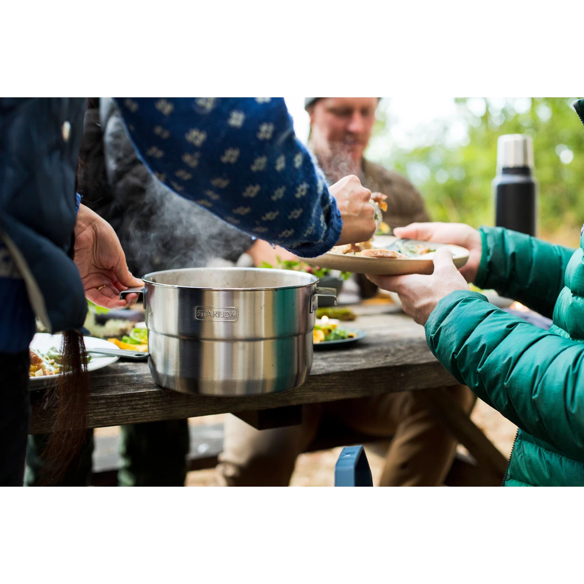 Stanley Base Camp Cook Set for 4 | 21 Pcs Nesting Cookware Made from Stainless Steel & BPA Free Material | Incl Pot, lid, Cutting Board, Spatula, Plates, Spoons, Forks, Bowls, Dish Rack, Trivet