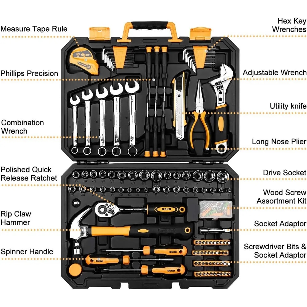 158 piece tool set general household hand tool kitauto repair tool set with plastic toolbox storage case 8474