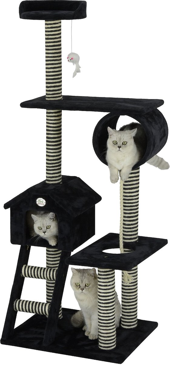 Go Pet Club 60-in Sisal Posts Cat Tree Condo, Black