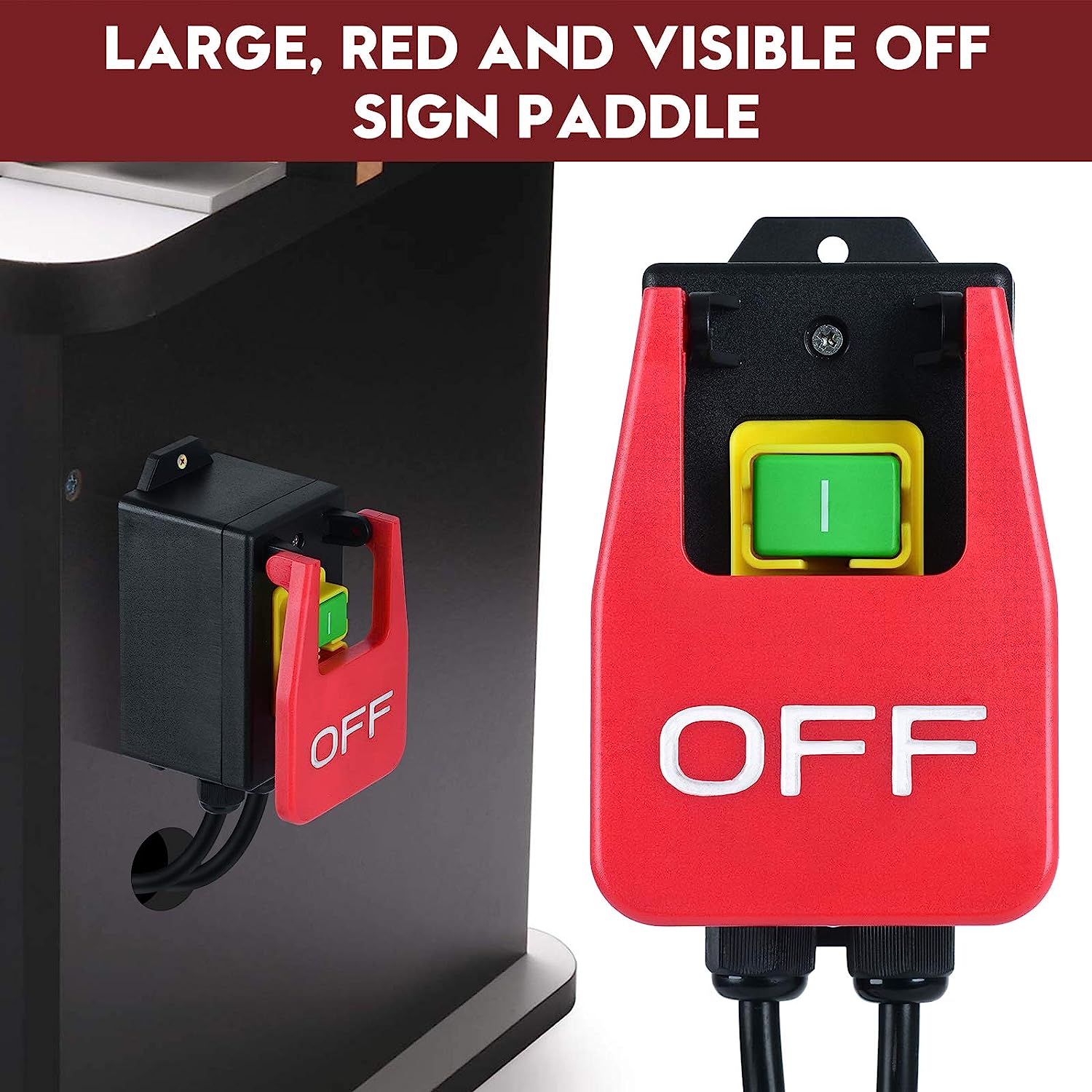110v single phase on off switch ortis router table switch with large stop sign paddle easy contact for quick power off for table saws and other electrical equipment
