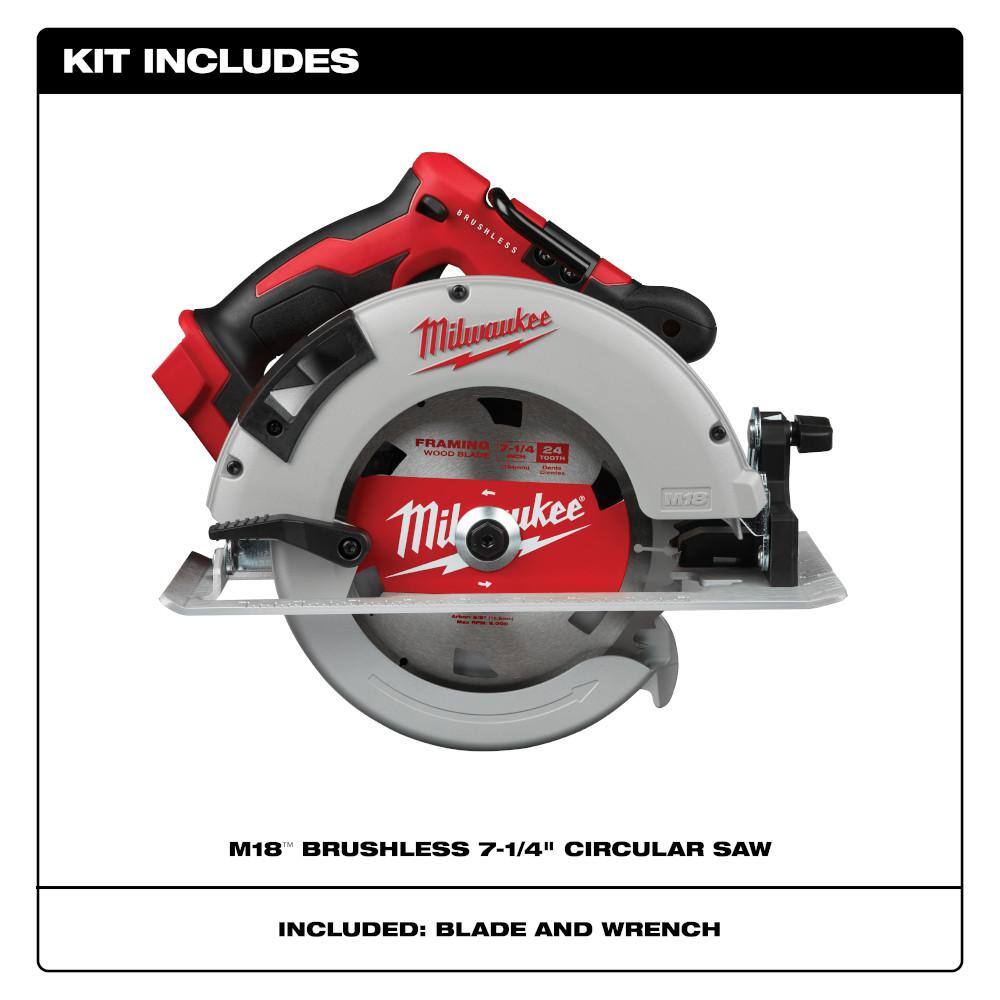 Milwaukee 2631-20 M18 18V Lithium-Ion Brushless Cordless 7-1/4 in. Circular Saw (Tool-Only)
