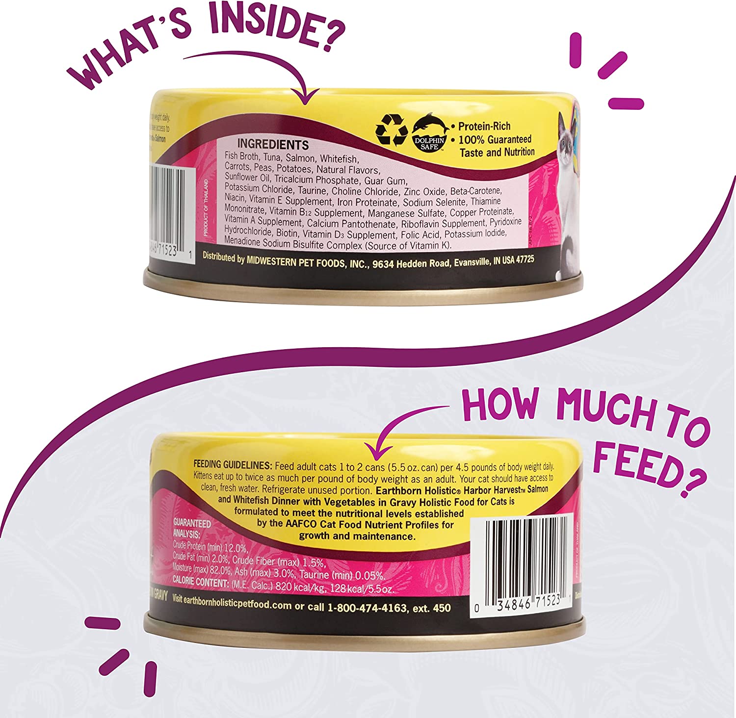 Earthborn Holistic Harbor Harvest Grain Free Canned Cat Food 5.5-oz, case of 24