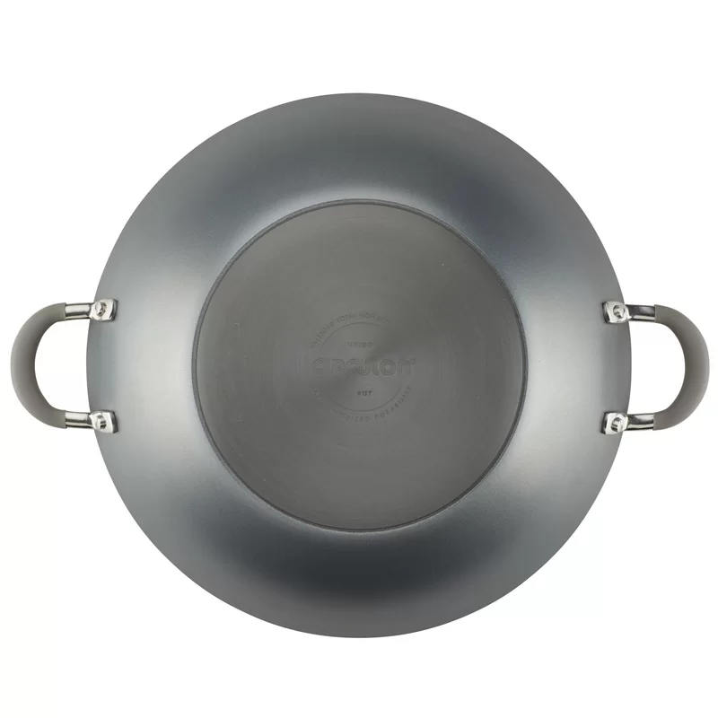 Circulon 81402 Elementum Hard-Anodized Nonstick Covered Wok with Side Handles, 14-Inch, Oyster Gray