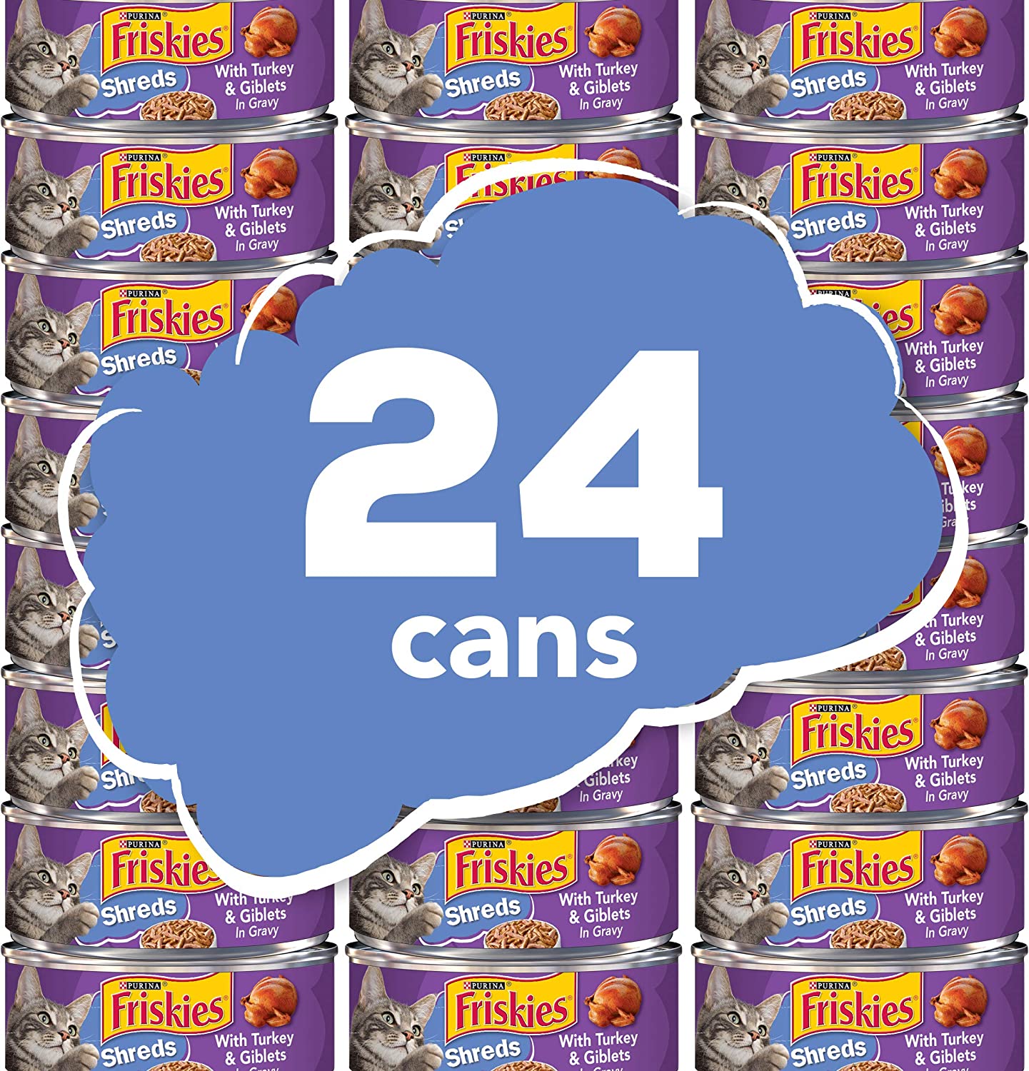Purina Friskies Gravy Wet Cat Food Shreds With Turkey and Giblets in Gravy – (24) 5.5 oz. Cans