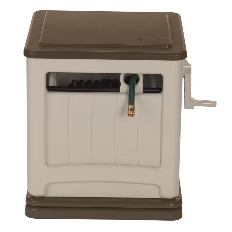 Suncast CPLSSM200B 225 ft. Swivel Hideaway Hose Reel with Hose Guide and Crank Handle, Mocha/Taupe