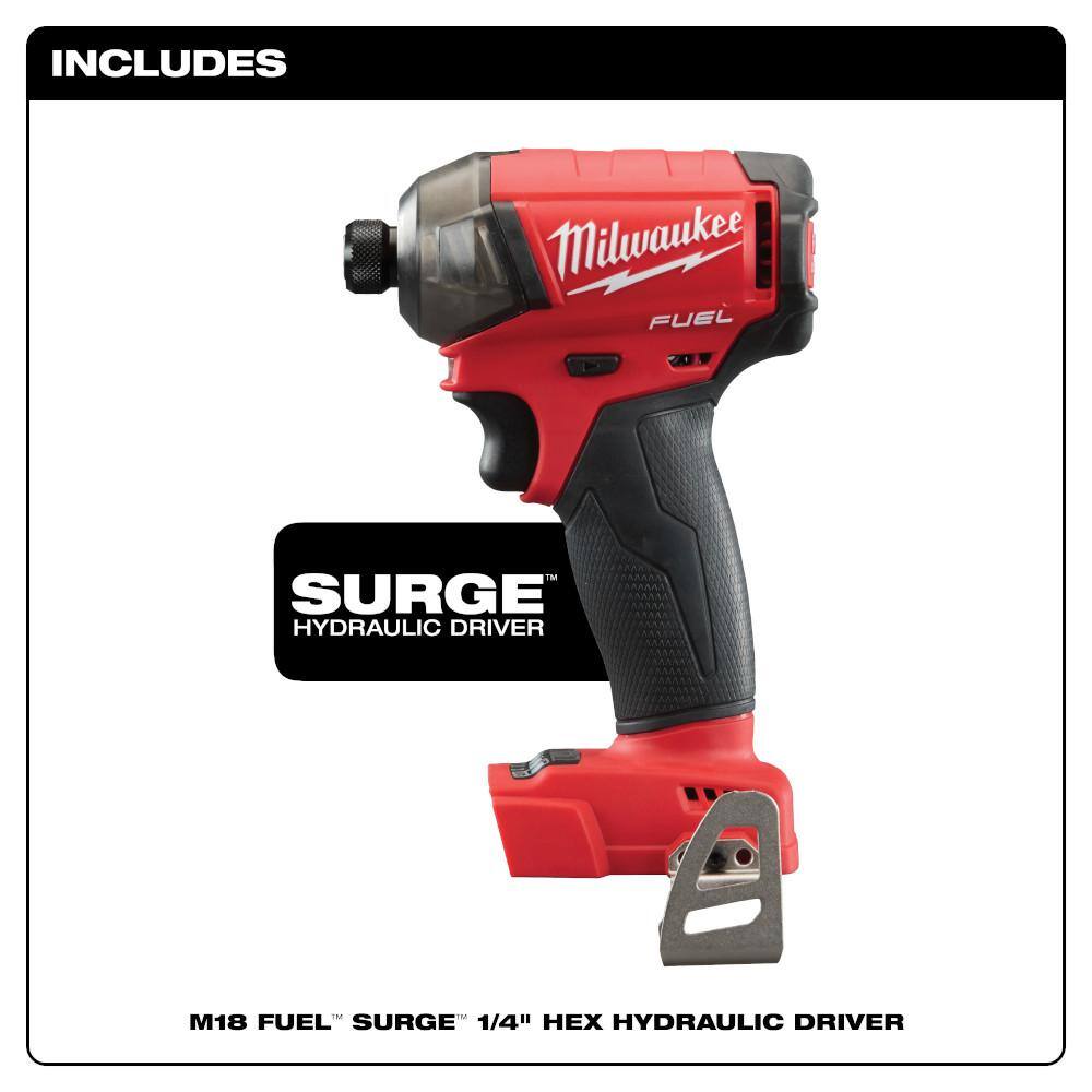 Milwaukee 2760-20-48-11-1868 M18 FUEL SURGE 18V Lithium-Ion Brushless Cordless 1/4 in. Hex Impact Driver w/(2) Batteries