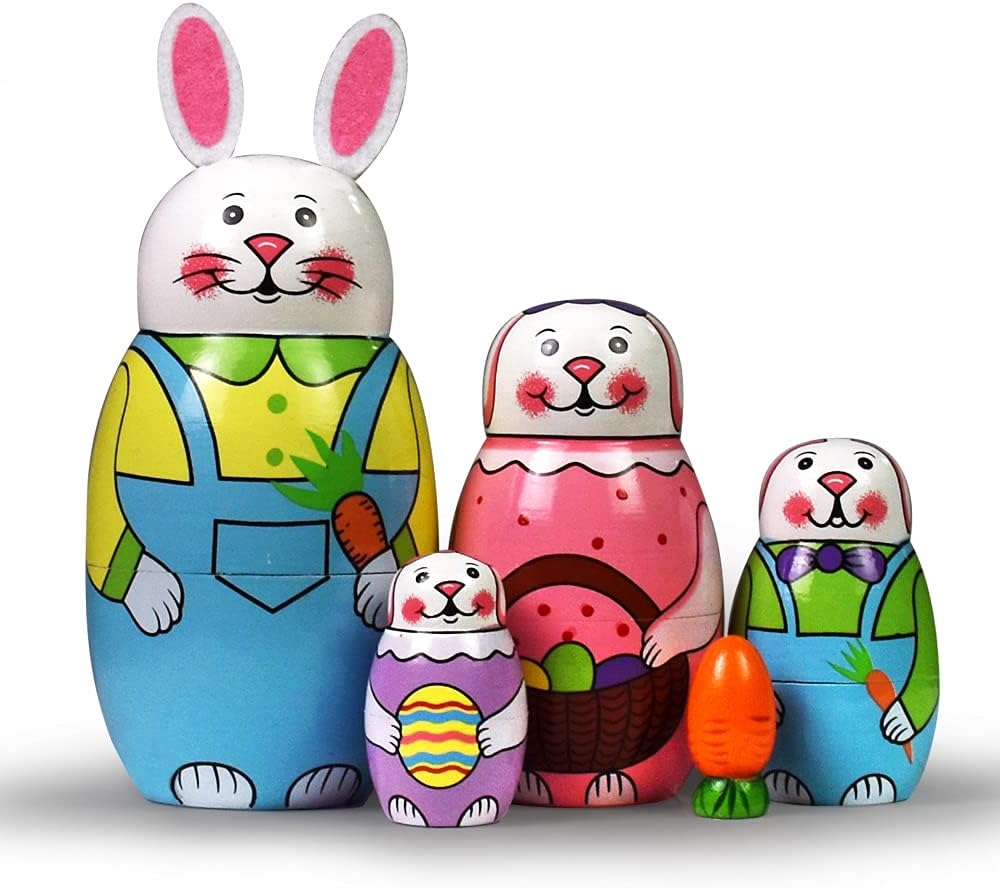 Nesting Dolls 5pcs Handmade Russian Wooden Matryoshka Dolls Cute ...