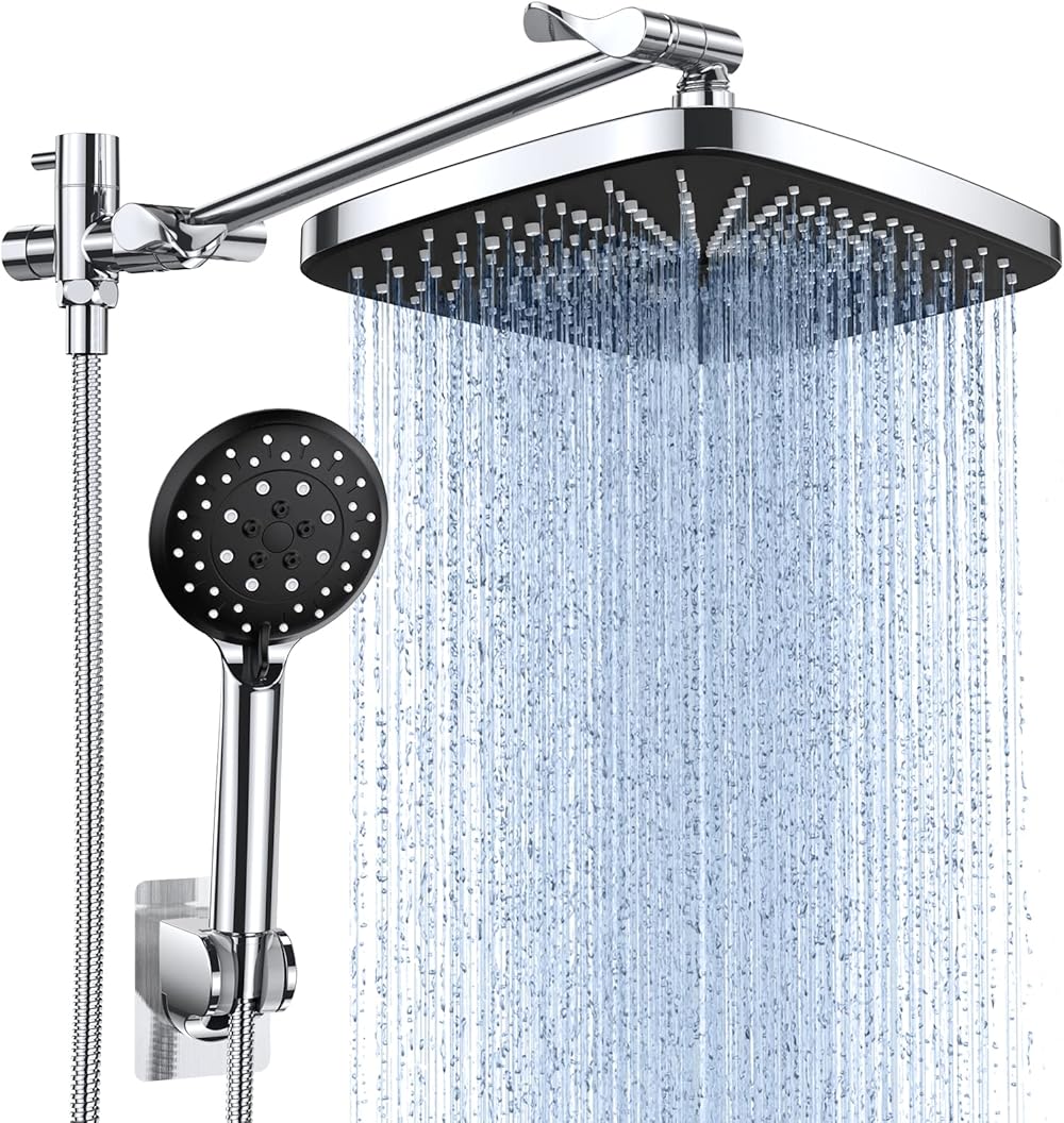 Veken 12 Inch Rain Shower Head with 5 Settings High Pressure Handheld ...