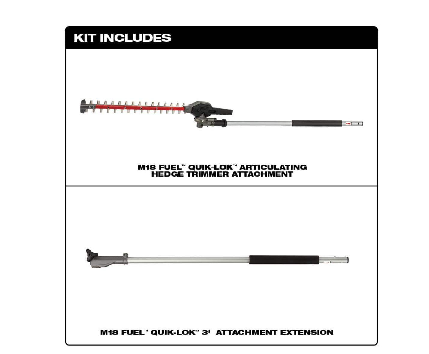 Milwaukee 49-16-2719-49-16-2721 M18 FUEL Hedge Trimmer Attachment with QUIK-LOK 3 ft. Attachment Extension