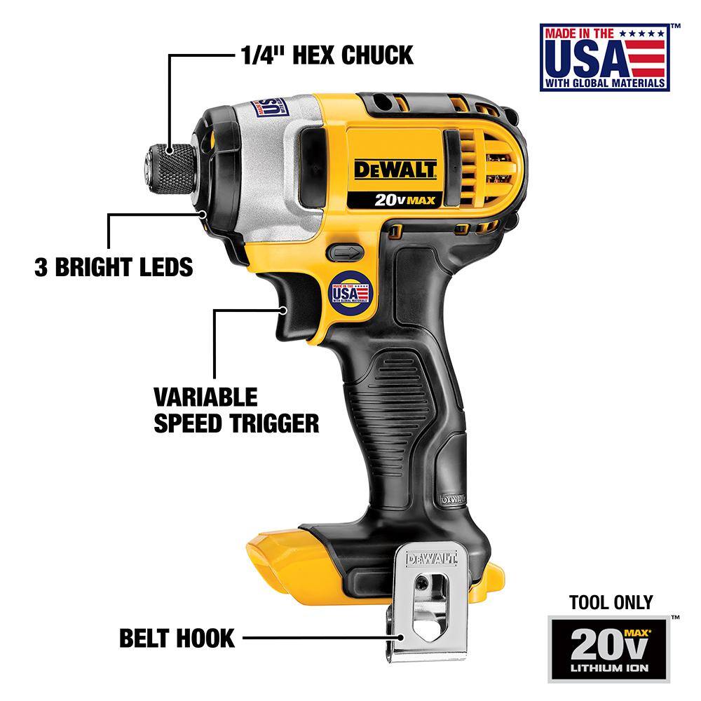DEWALT DCF885B 20V MAX Cordless 1/4 in. Impact Driver (Tool Only)