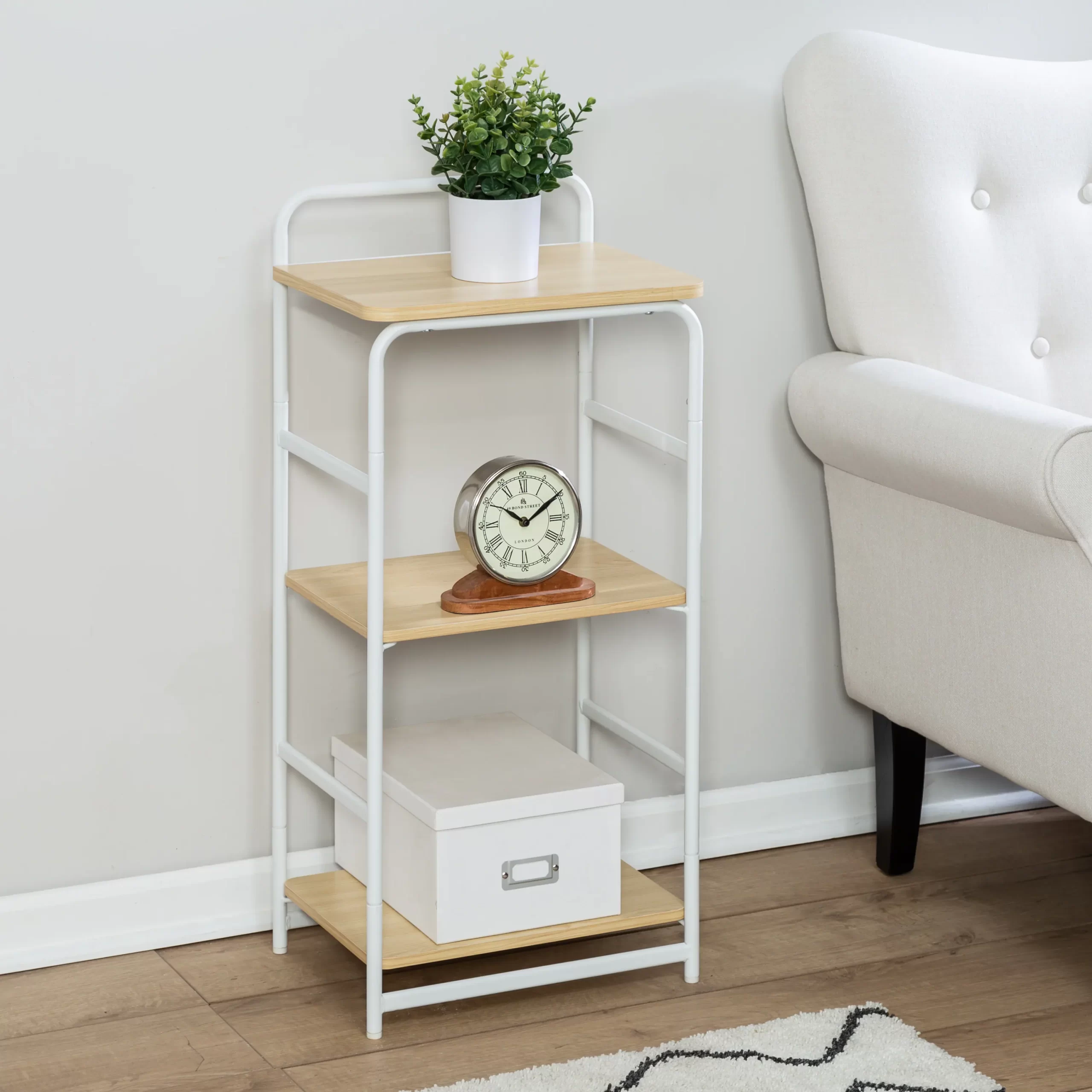 Honey Can Do 33′′ Small 3-Tier Wood & Metal Shelf