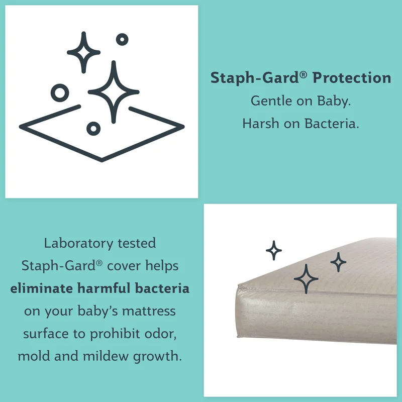 Sealy Baby Firm Rest Antibacterial Waterproof Baby Crib Mattress and Toddler Bed Mattress – 204 Premium Coils – 51.7” x 27.3′′ EM438-VIV1