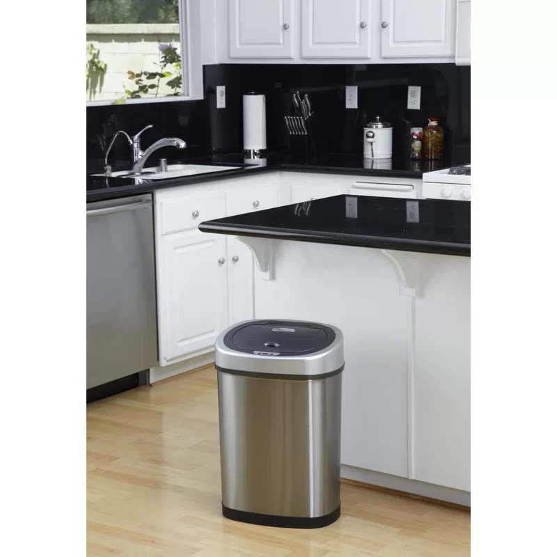 NINESTARS DZT-42-9 11.1 Gal. Stainless Steel Motion Sensing Touchless Trash Can