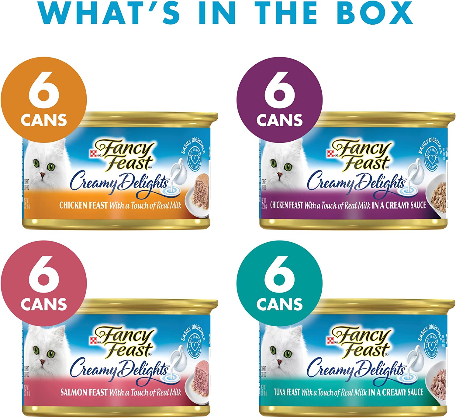 Purina Fancy Feast Wet Cat Food Variety Pack Creamy Delights Poultry and Seafood Collection – (24) 3 oz. Cans