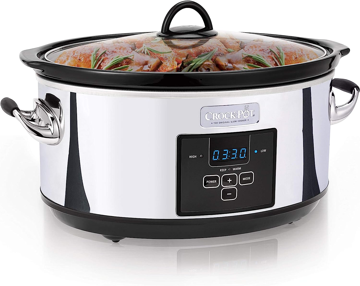 Crock-Pot 7 Quart Programmable Slow Cooker with Digital Timer, Food Warmer, Polished Platinum