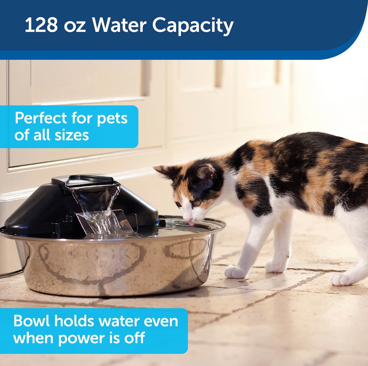 PetSafe Drinkwell Zen Stainless Steel Dog & Cat Fountain, 128-oz